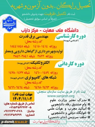 معرفی آموزشکده ملی مهارت پسران داراب